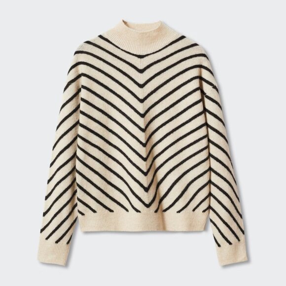 Mango Stripe-print sweater with Perkins neck - XS - Picture 1 of 2